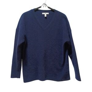 BR Gap Women XS Navy Blue V-Neck 100% Cashmere Sweater Classic Preppy Old Money
